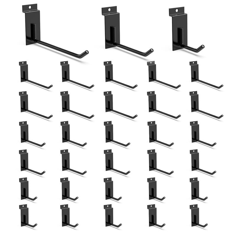 3H Slatwall Accessories 30 Pack, 3/5/7 Inch Hooks & Hangers, Heavy Duty Slat Wall Hanging Hooks, Proslat Accessories for Shop Retail Display - Image 1